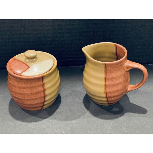 SANGO Gold Dust & Sienna CREAMER JUG & SUGAR BOWL w/ LID SET Discontinued EUC - Picture 1 of 6